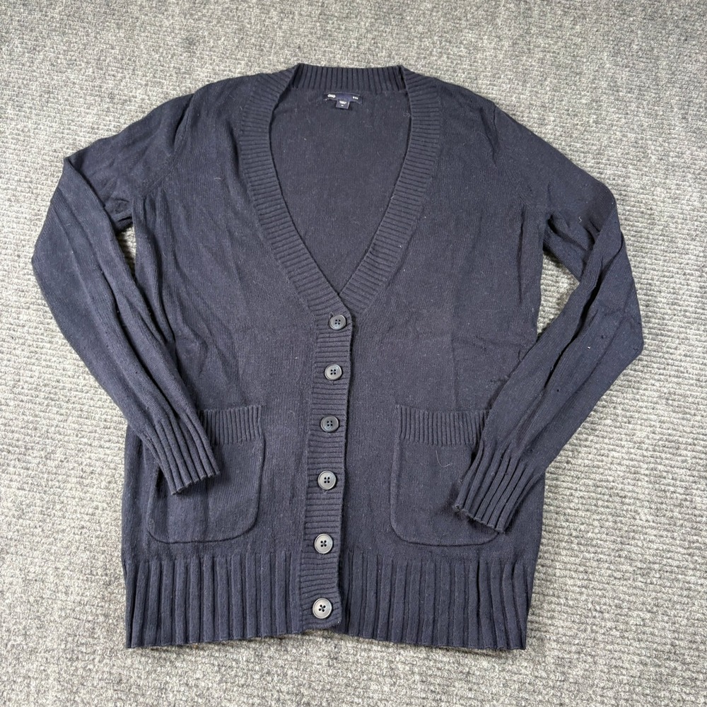 Gap Womens Navy Blue V-Neck Button Front Knit Cardigan Sweater Size M 4071